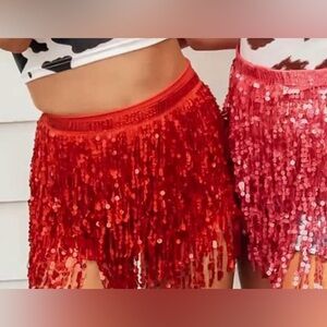 Fringed sequin skirt